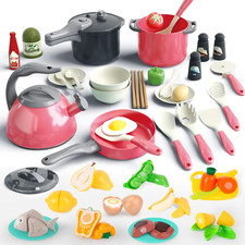 67Pcs Kids Play Kitchen Toys Set, Toddlers Pretend Cooking Playset Acccessories