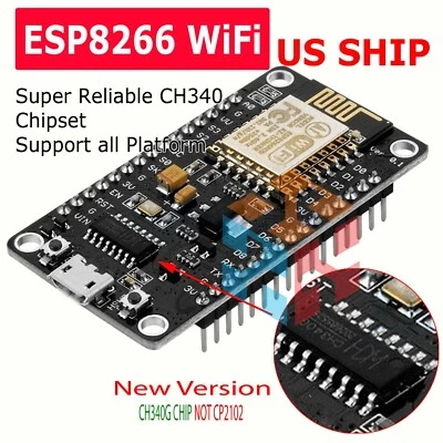 AMERIBOX NEW NodeMcu Lua ESP8266 CH340G ESP-12E Wireless WIFI Internet Development Board