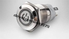 Metal ON-OFF Switch 1PC 16mm 12V BLUE Led Lighted Push Button