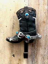 Cowboy Boot Resin Wall Hook 6" x 4.5"