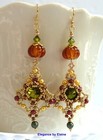 Beaded Earrings Olivine & Amber Drops Fall handcrafted artisan earrings Autumn — photo 2