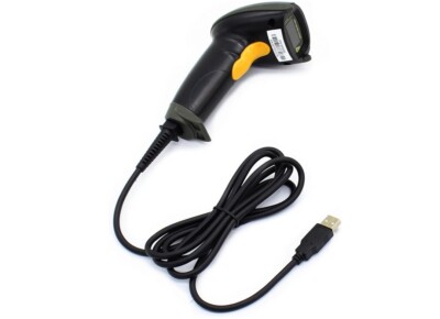 USB Laser Barcode Scanner Wired Handheld Bar Code Scanner Reader - Black