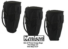 Set of 3 Conga Bags 12''  13.5" Deluxe Padded Conga Drum Travel Bags