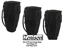 Set of 3 Conga Bags 12'' & 13.5" Deluxe Padded Conga Drum Travel Bags
