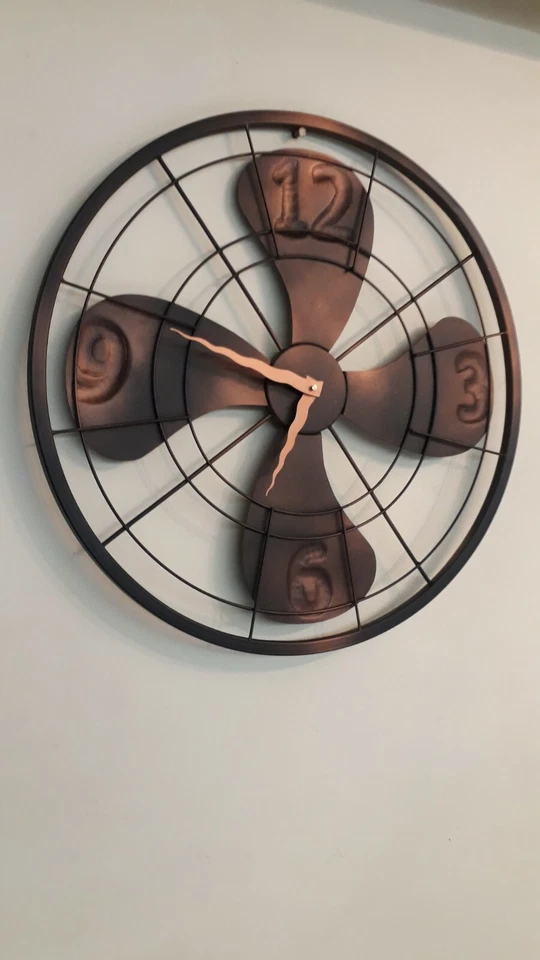 Metal Industrial Black Fan Copper Dust Rustic Vintage 3D Home Decor Wall clock - Image 4 of 4