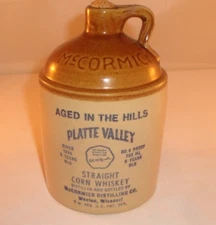 McCormick Jug Corn Whiskey Aged in the Hills Platte Valley Corn 5 Qt.  7"Tall