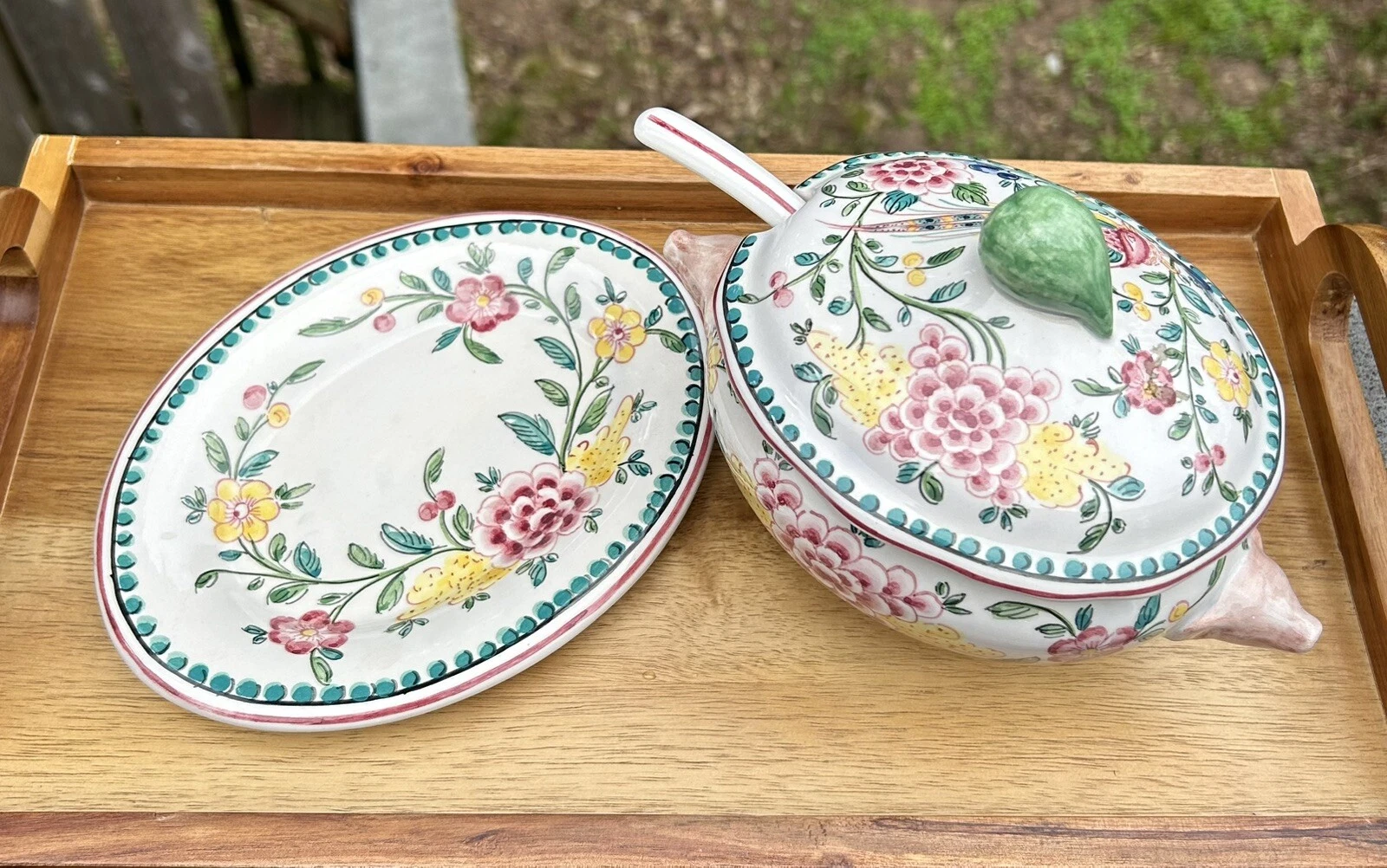 VTG Outeiro Agueda 7.5” L Phoenix Bird Tureen Lid Ladle Underplate Pig Handles