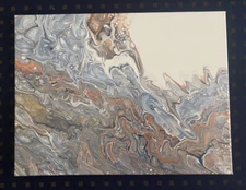 OOAK Fluid Abstract Painting Wall Art On 12”x16” Framed Canvas Signed