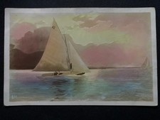 A Racing Yacht in Full Sail Vintage Postcard E17