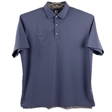 FootJoy Golf Polo Mens XL Gray Floral Trim Chest Pocket Logo Stretch Shirt