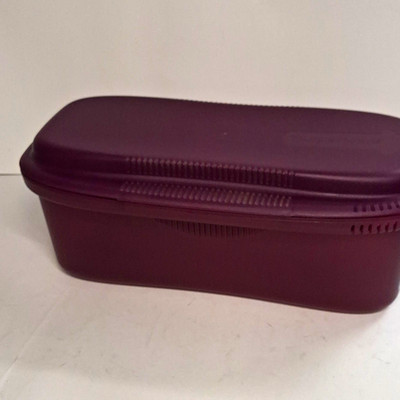 Tupperware 1.9L Rectangular Plastic Food Storage Container & Snap Lid Set Purple