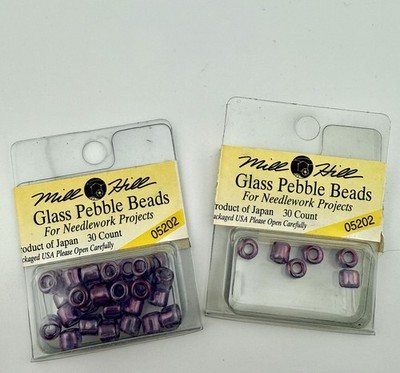 Vintage Mill Hill Glass Beads Lot  Color 05202 Purple 3/0 Pebble Bead - 36 Beads