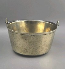 Firewood Brass Basket with Iron Handle, Collectible Antique, 16cm Diameter