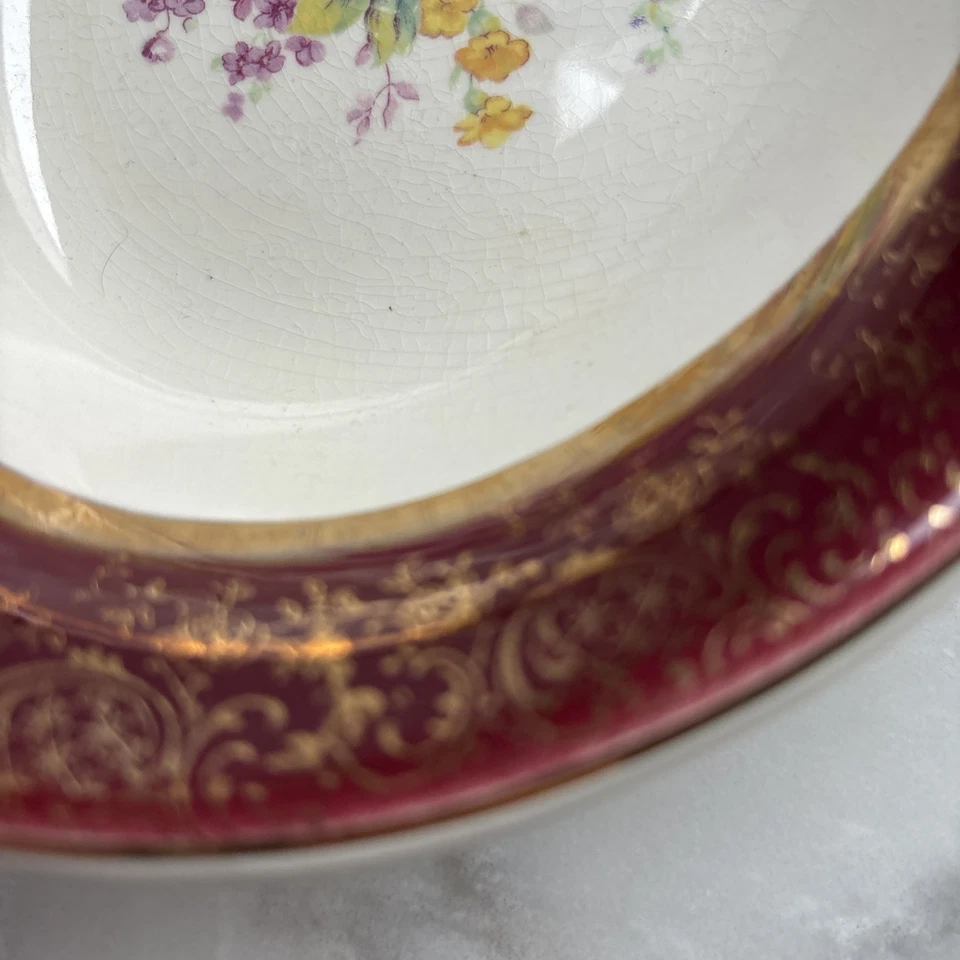 "Cuenco ovalado floral Century By Salem oro 23K EE. UU. longitud vintage 9"" COMO ESTÁ" Foto 4 de 4