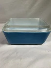 Vintage Pyrex Turquoise Blue #502 Refrigerator Dish w/Ribbed Glass Lid 1.5 Pint
