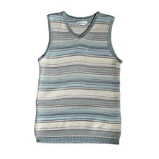 Izod Club International Tour Womens Preppy Vintage Stripe Sweater Vest Sz M