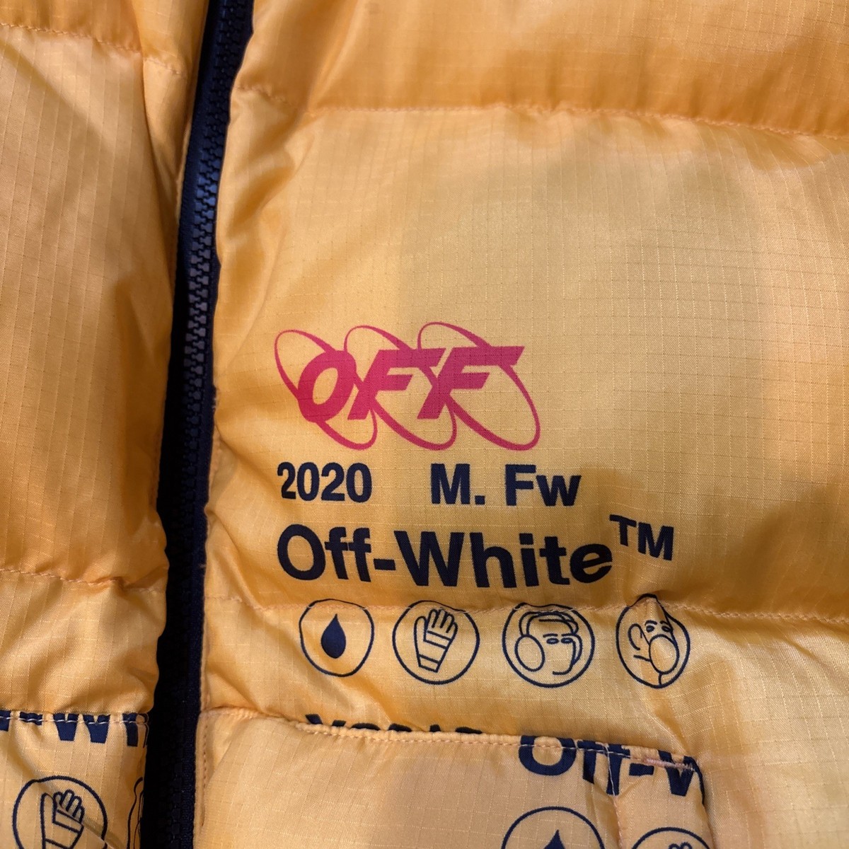RARE Off-white Industrial Zipped puffer coat yellow Virgil Abloh
