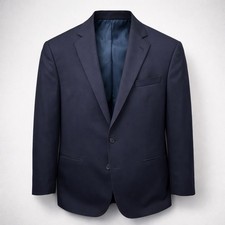 Hart Schaffner Marx Navy Wool Blazer Mens 46L USA Union Made Double Vent