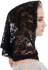 Black Veil Lace Mantilla Catholic Church Chapel Veil Head Covering Latin Mass
