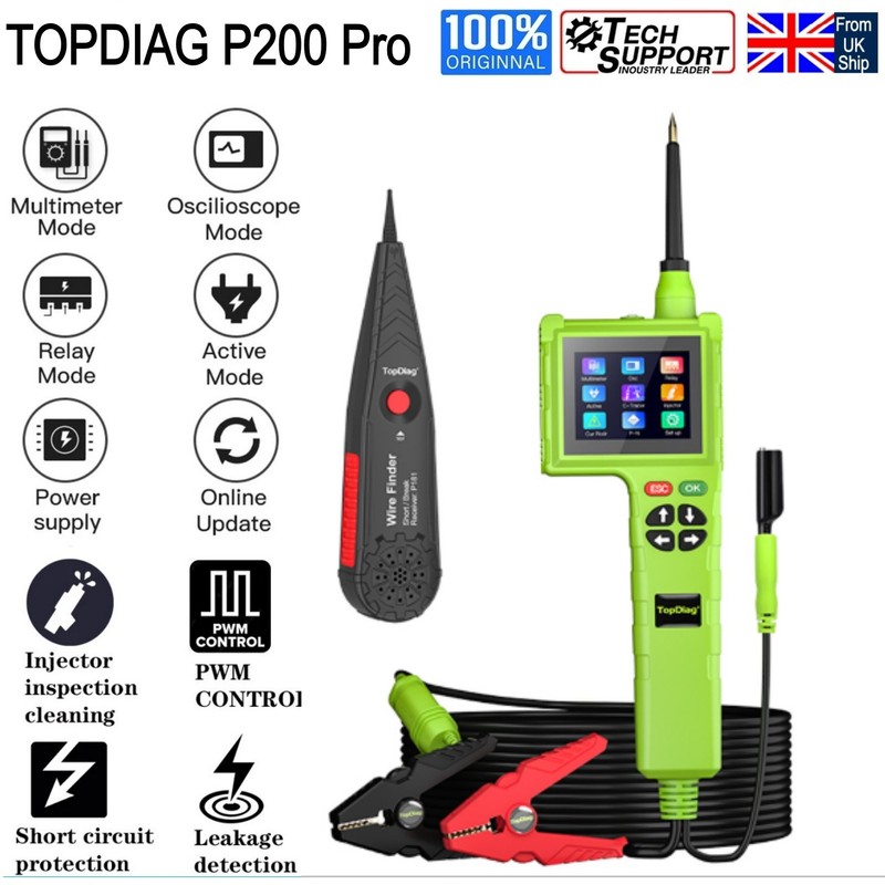 TOPDIAG P200 Pro Circuit Detectors Multimeter, Oscilloscope Tester for 9V-48V