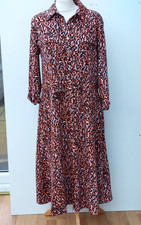 Dannii Minogue Size 6 Regular Dress Crinkle Shirt Dress Leopard New