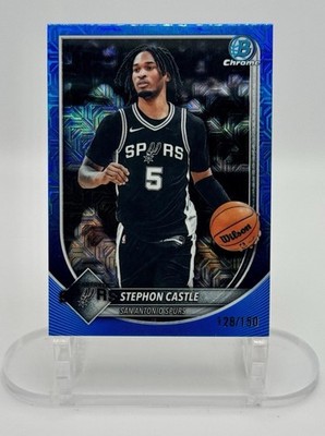 Stephon Castle 2025-26 Bowman Chrome BCV-145 Blue Mojo Refractor /150 - Spurs