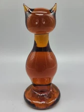 Viking/Rainbow Amber Glass Cat Figure