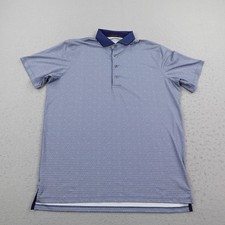 Greyson Polo Shirt Mens Large Blue Geometric Cube Golf Performance Stretch Flex