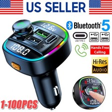 Bluetooth 5.0 Car Wireless FM Transmitter Adapter USB PD Charger AUX Hands LOT