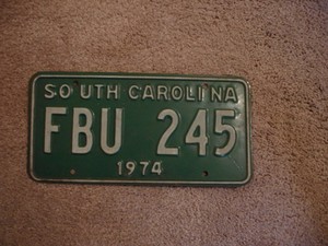 SOUTH CAROLINA FBU 1974 # LICENSE PLATE BUY ALL STATES HERE FREE SHIPPING