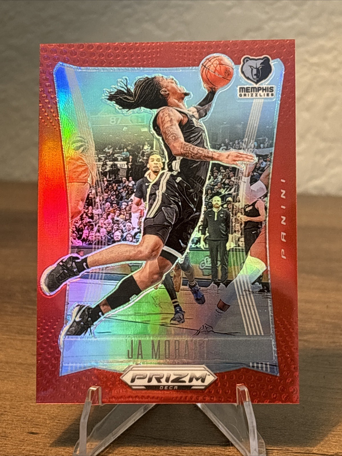 2023-24 Panini Prizm Deca Ja Morant #140 Red Prizm 012/199 Jersey # Match