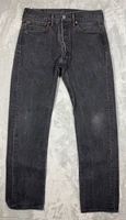 Levi's 501 Original Fit Jeans Men's 32x32 Faded Black Denim Straight Leg Grunge