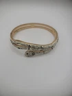 Vintage Gold Tone Bangle Bracelet Snake Reptile Magnet Jewelry Costume