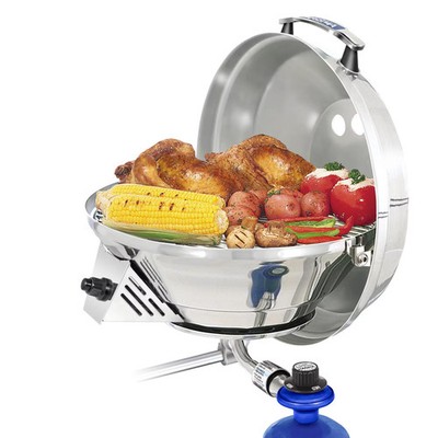 Magma Original Size Marine Kettle 3 Combination Stove & Gas Grill on Round Rail
