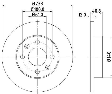 HELLA 8DD 355 101-241 BRAKE DISC Front (PAIR)