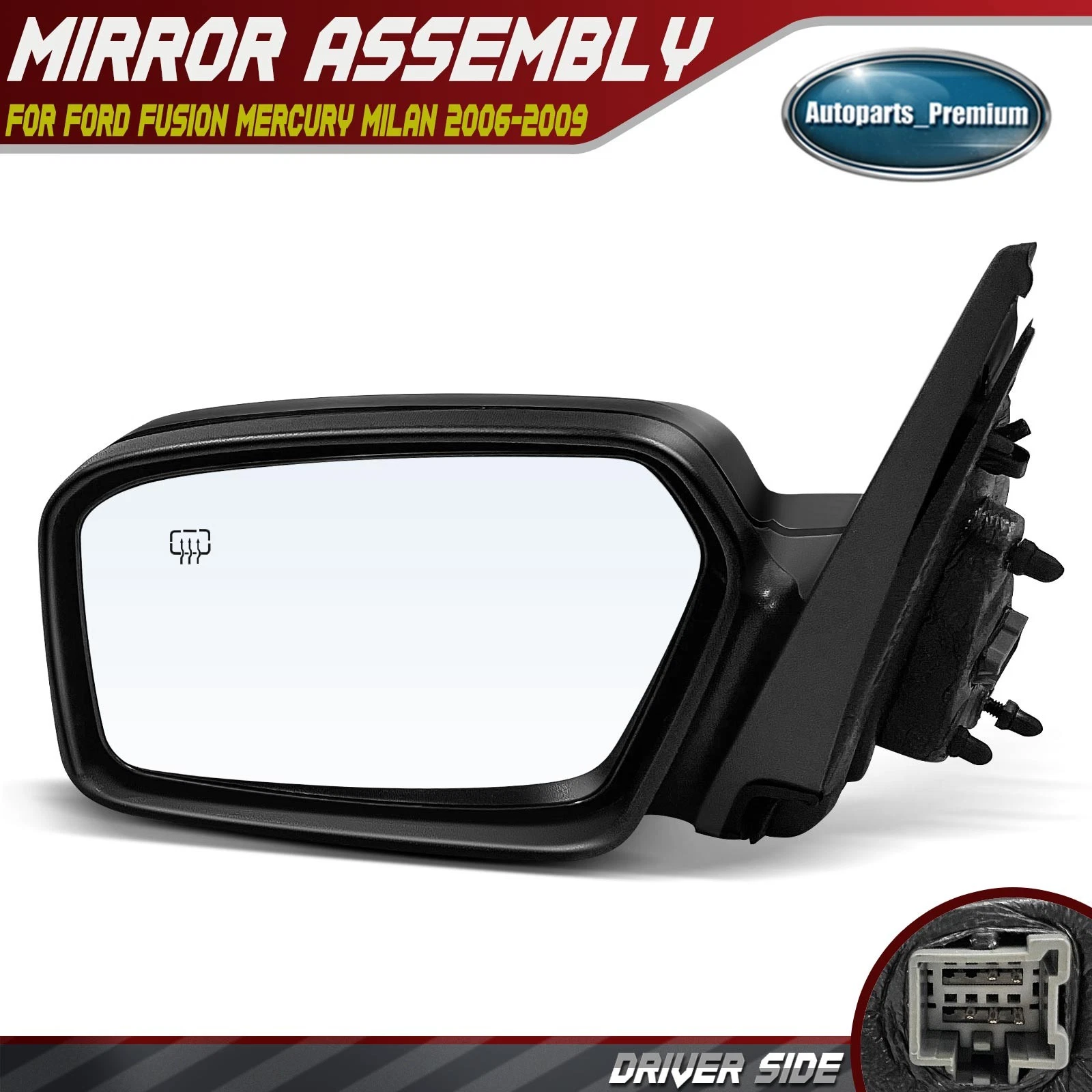 Driver Side Black Mirror w/ Power Adjust for Ford Fusion Mercury Milan 2006-2009
Opens in a new wind