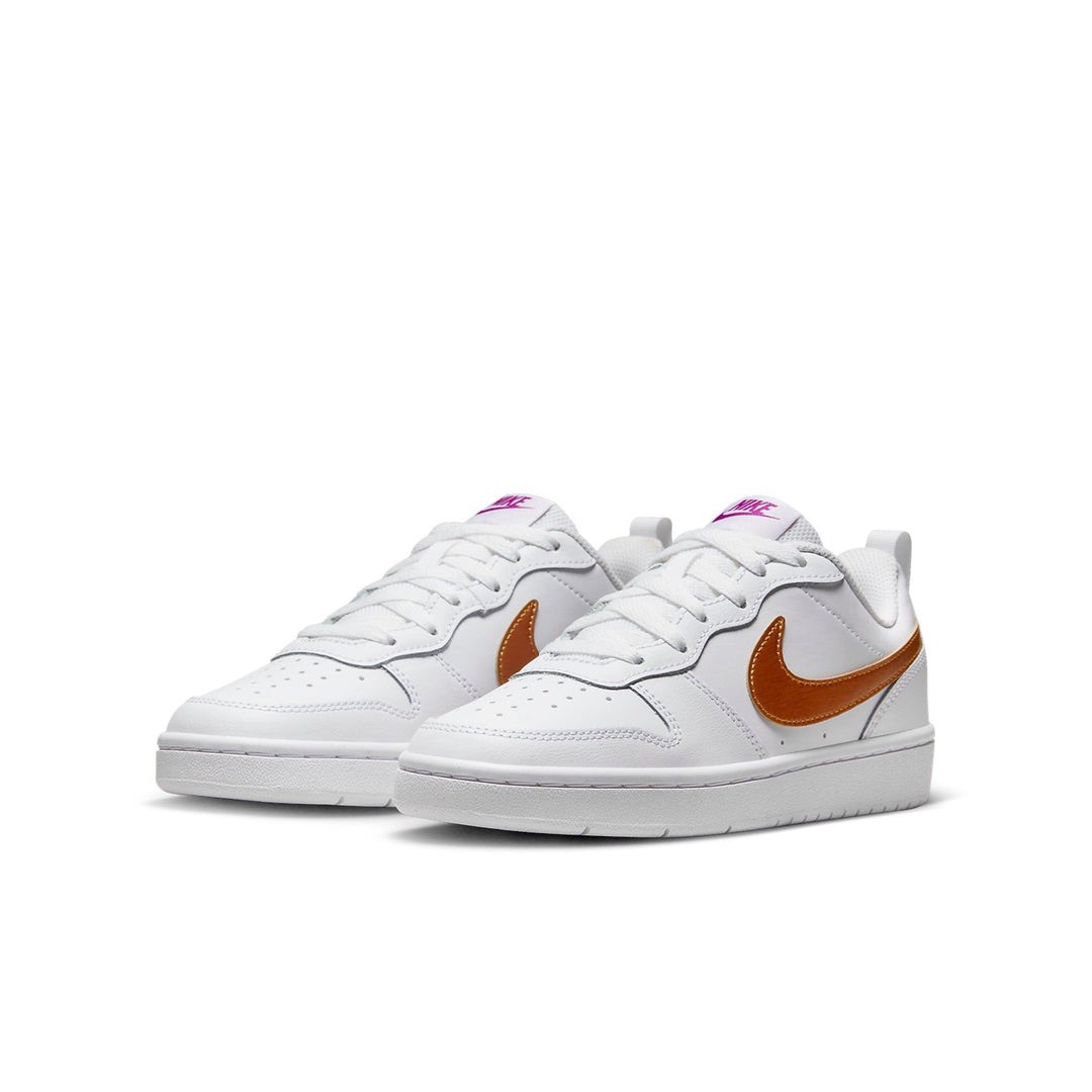 Nike Kids (GS) Court Borough Low 2 SE White Metallic Copper Sneakers 6.5Y thumbnail 3