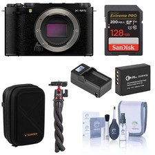 Fujifilm X-M5 Mirrorless Camera, Black, Bundle with 128GB Memory Card, Extra Bat