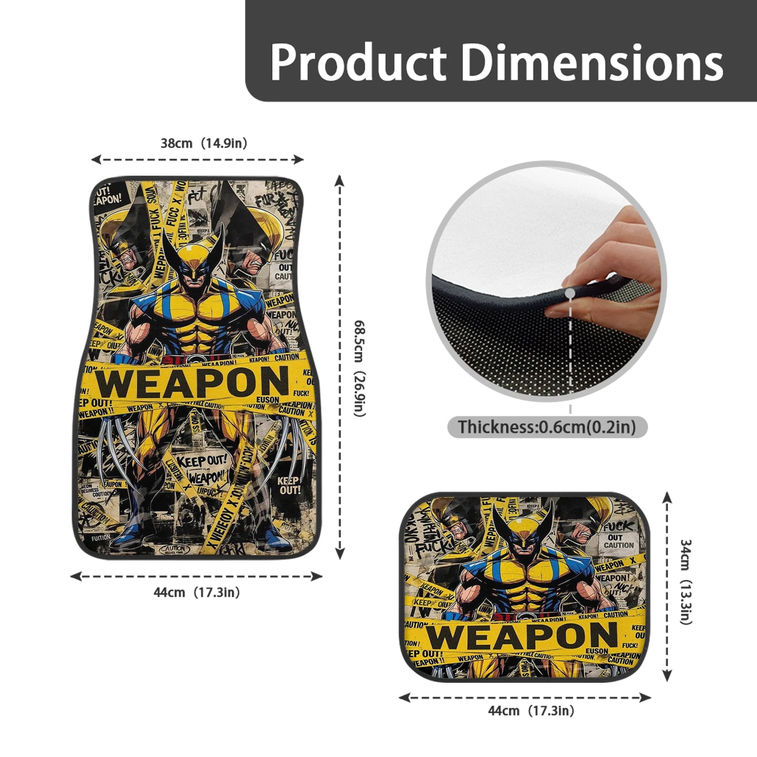 Wolverine Car Floor Mats - Marvel Comic Auto Accessories for Car Interior Decor