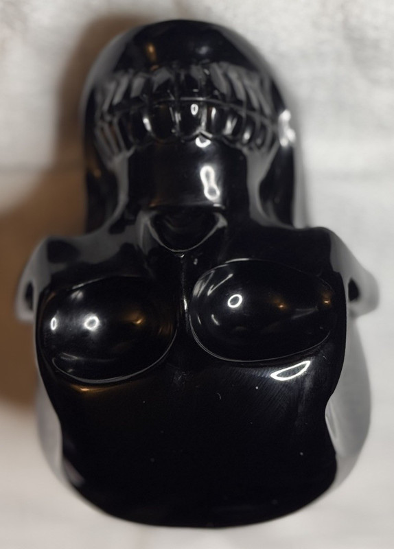 Glossy Black Skull Collectible Decorative Skull Figurine