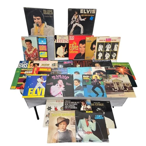 Lot of 30 Elvis Presley Vinyl Record LPs & Cassette Tapes