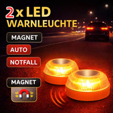 2× LED Warnleuchte mit Magnet | 4 Modi | Notfall-Pannenhilfe Auto & LKW