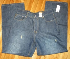 Parts Jeans Relaxed 34X32 Bootcut Distressed Med/Dark Denim NWT Super NICE!