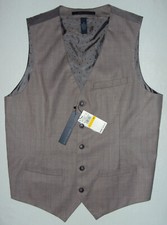 Perry Ellis Mens New 80 TRAVEL LUXE Button Suit Vest Casual Vest M Medium Brown