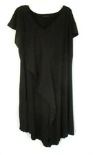 H by Halston V Neck Midi Dress Black Sz XL Jet Set Jersey A308891 Women XS3