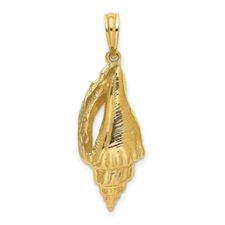 14K Yellow Gold 2-D Polished Elongated Shell Charm Pendant