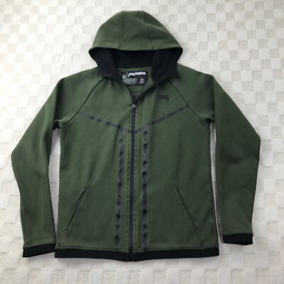 Venum Hoodie Sweatshirt Mens Small Green Full Zip MMA Fighting Training *