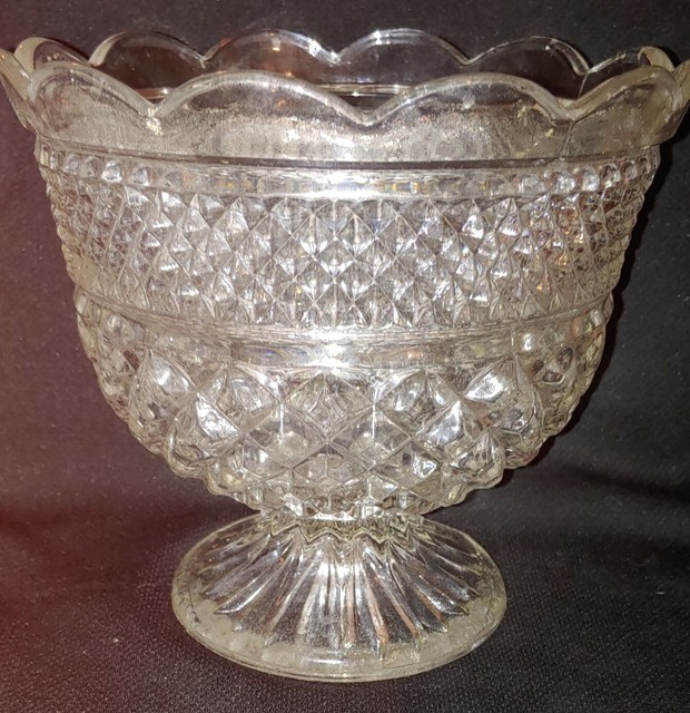 Vintage Pressed Glass Pedestal Dish Bowl eBay