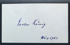 Gustav Konig Signed Index Card 1963 / Autographed German Conductor & Composer