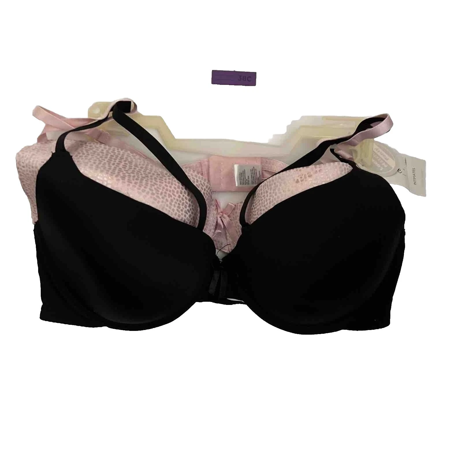 PINK Polyester Black Bras & Bra Sets for Women